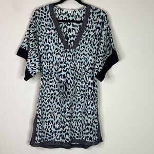Diane Von Furstenberg Sporty Kleio Swim Cover Up Leopard Print Women's Size XS